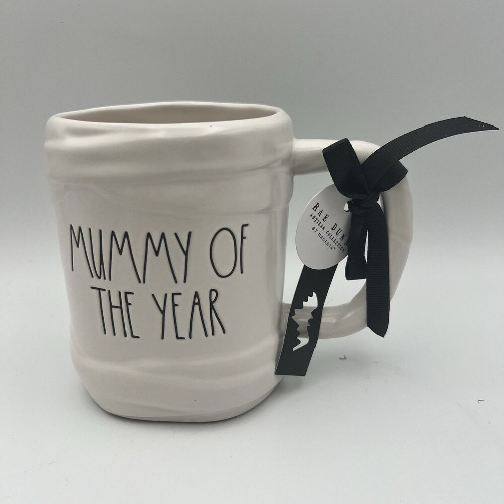 NEW Rae Dunn MUMMY OF THE YEAR Halloween Ceramic 3D Coffee Mug